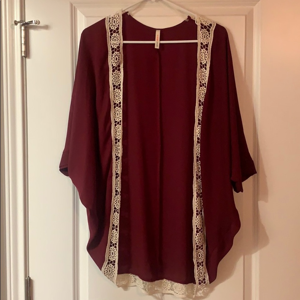 Maroon and Lace Cardigan